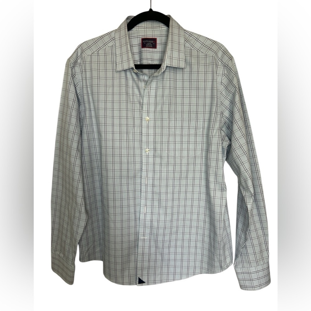 UNTUCKit Blue Dress Shirt Classic Checkered Design